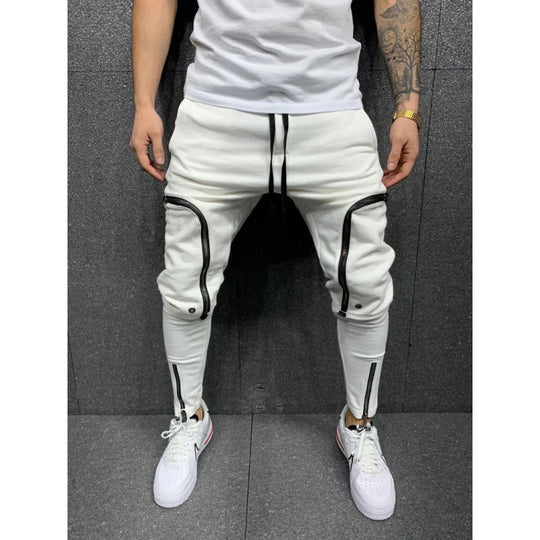Herren Sportliche Jogginghose mit stylischen Reißverschlüssen und körpernahem Schnitt EB