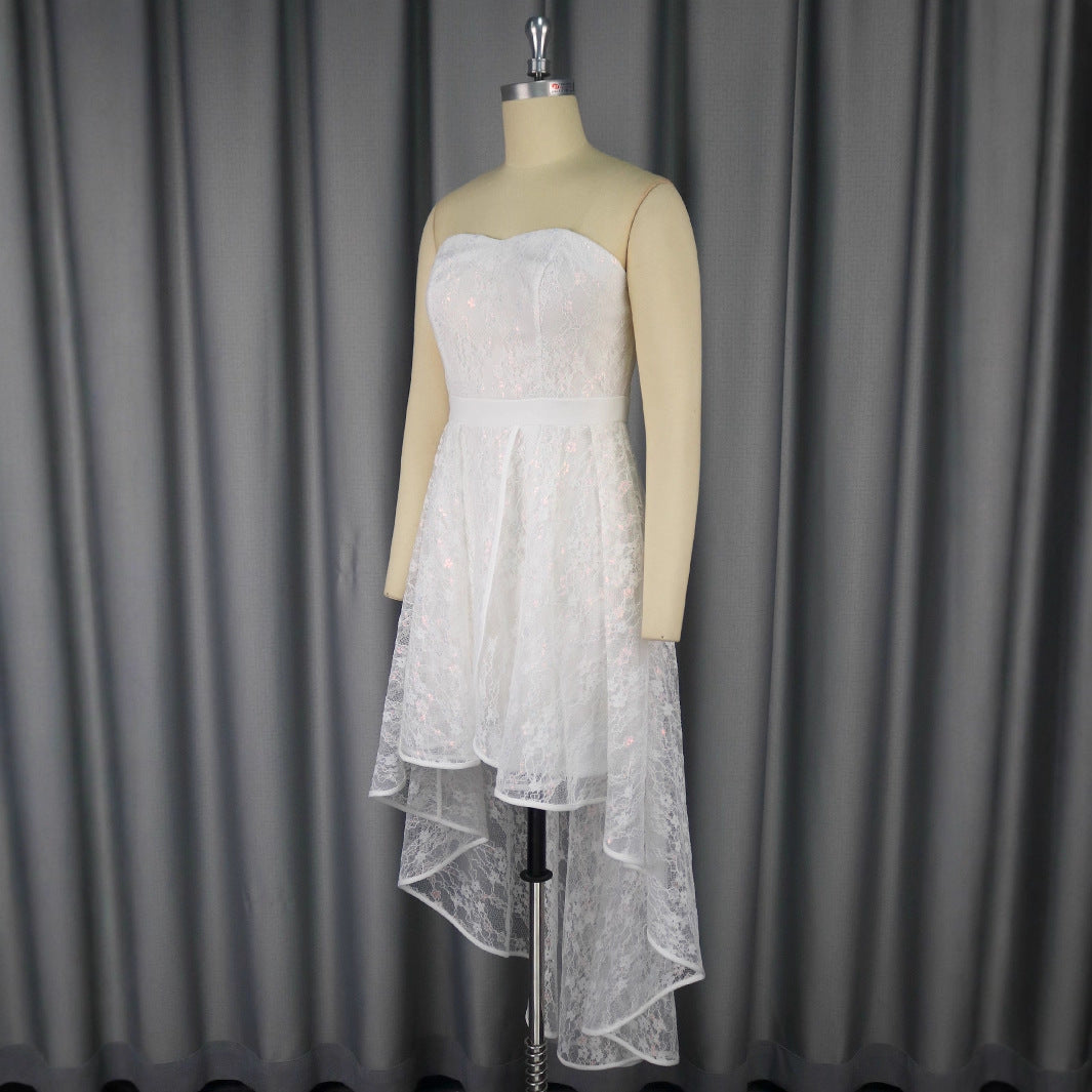 Damen Elegantes Hochzeitskleid mit asymmetrischem Saum EB