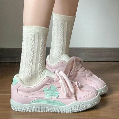Damen modische Sneakers mit atmungsaktiver Oberflächenstruktur und rutschfester Sohle EB