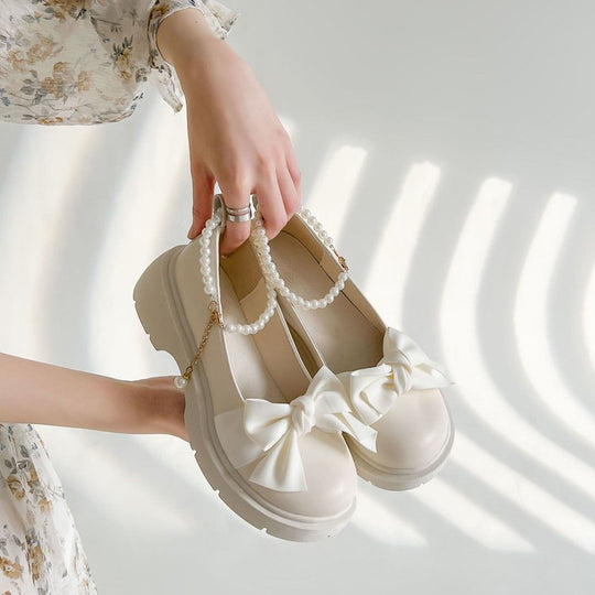 Damen Elegante Plateauschuhe mit dekorativem Schleifendetail EB