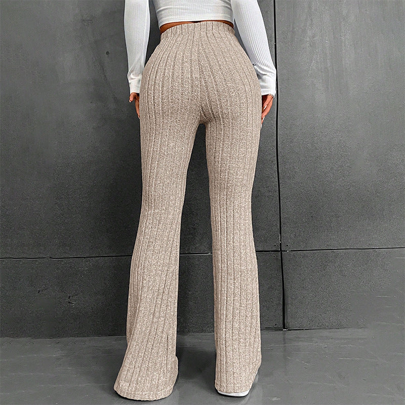Damen lässige Flared-Hosen aus hochwertigen Strickmaterialien EB