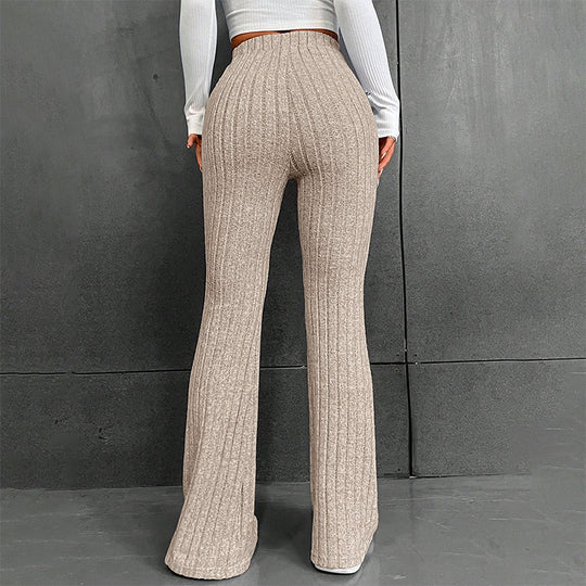 Damen lässige Flared-Hosen aus hochwertigen Strickmaterialien EB