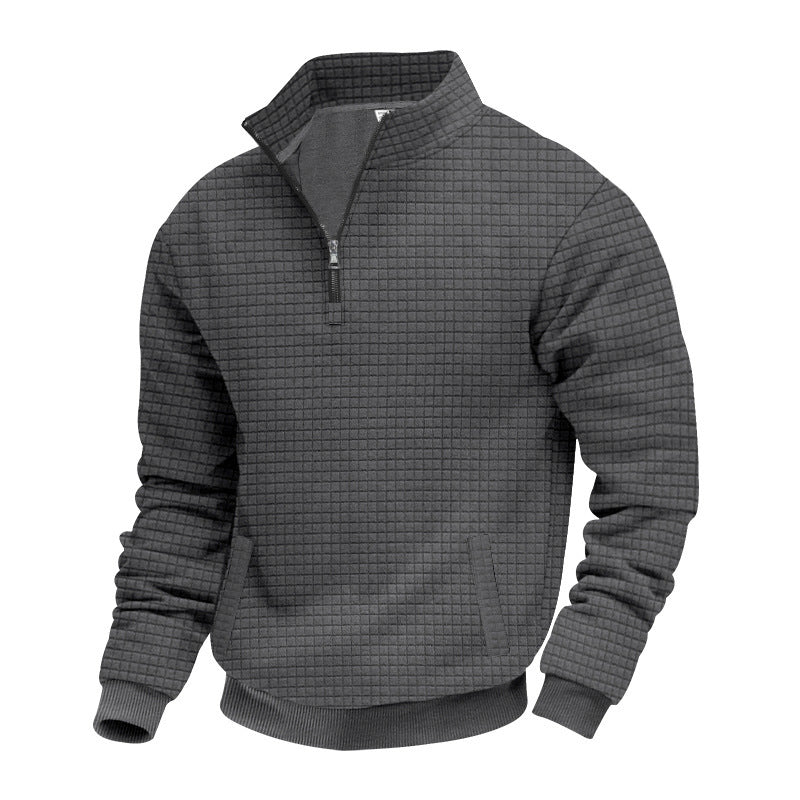 Herren Stepppullover mit halbem Reißverschluss und modernem Strukturdesign EB