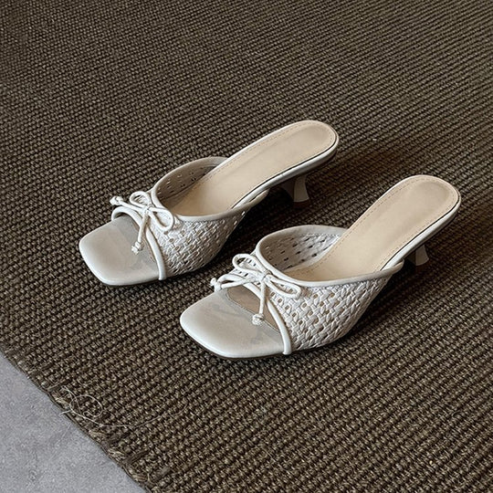 Damen modische Mules mit elegantem Schleifen-Design und komfortablem Absatz EB