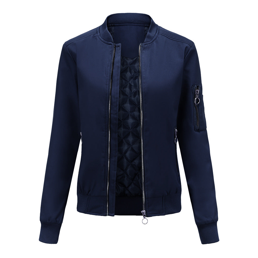 Damen nan leichte sportive Bomberjacke mit Ringzipper und Ärmeltasche EB