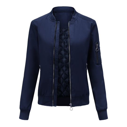 Damen nan leichte sportive Bomberjacke mit Ringzipper und Ärmeltasche EB