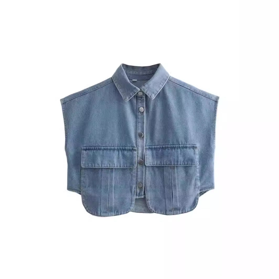 Damen ärmellose Utility-Bluse mit Taschen EB