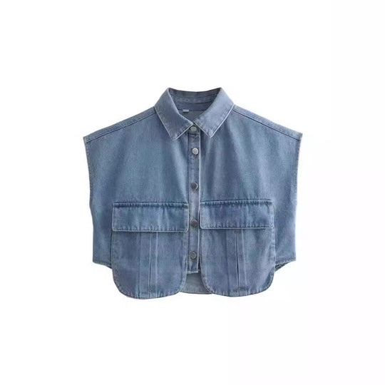 Damen ärmellose Utility-Bluse mit Taschen EB