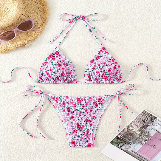 Damen Triangel-Bikini mit verspieltem Blütenmuster EB