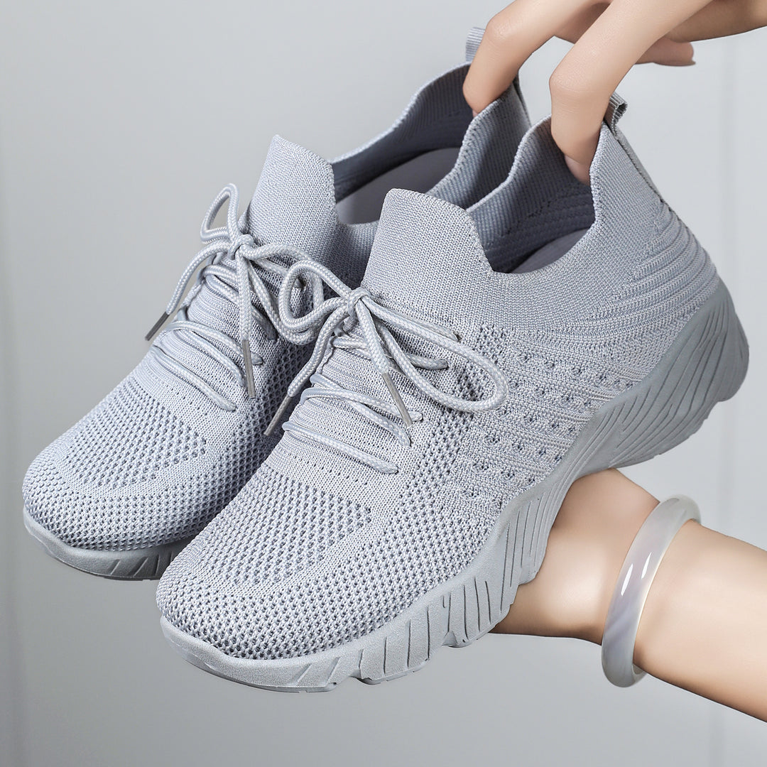 Damen atmungsaktive und flexible Fitness-Sneaker mit elastischer Schnürung EB