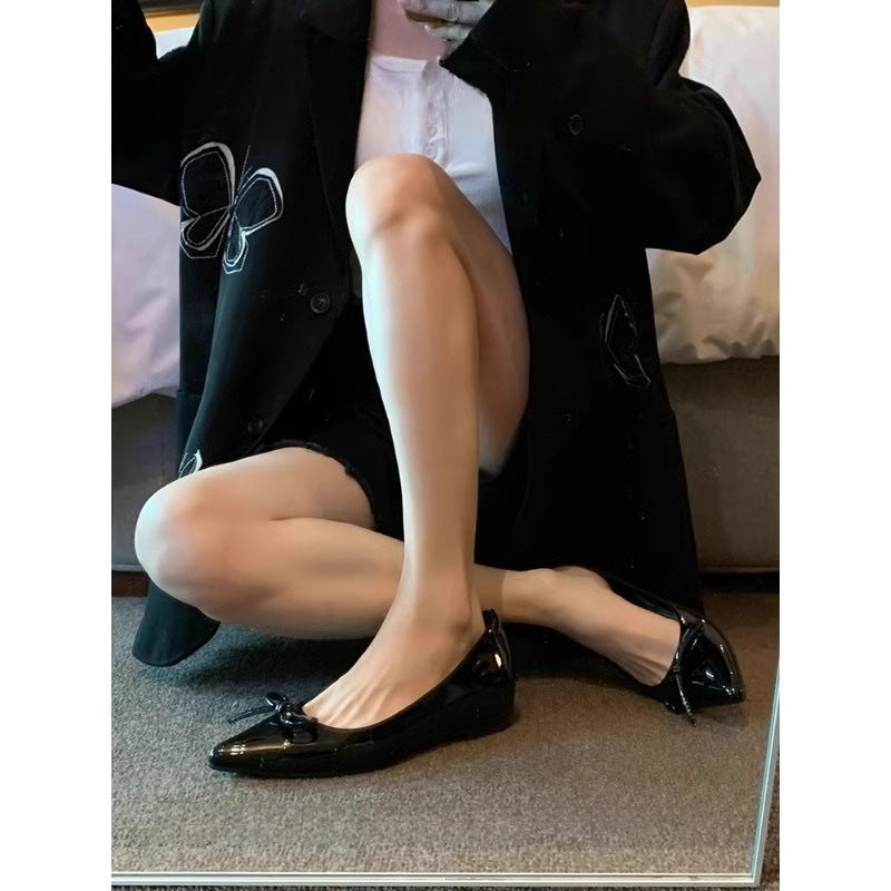 Damen elegante Ballerinas mit stilvoller Schleifenverzierung EB