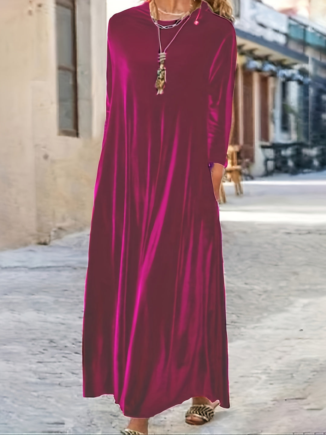 Damen Maxikleid mit elegantem Schnitt und Taschen EB
