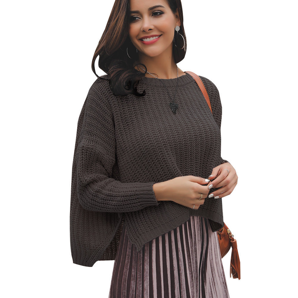 Damen lässiger Strickpullover mit weitem Schnitt und feiner Textur EB