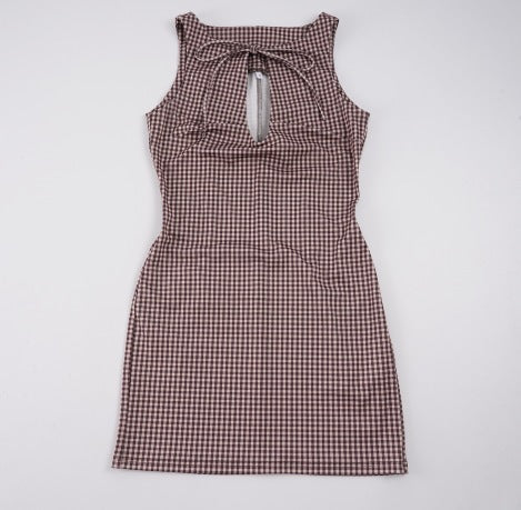 Damen Enges Vichy-Kleid mit raffiniertem Rückenausschnitt EB