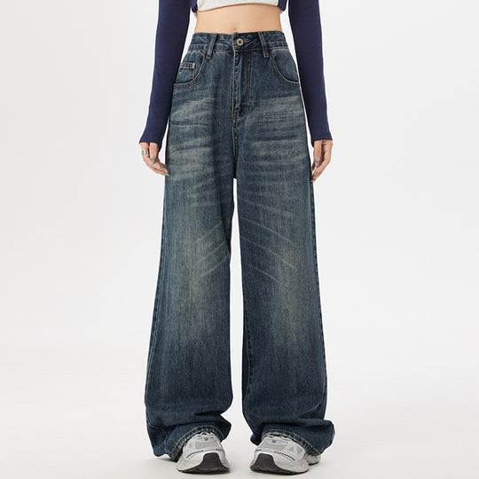 Damen Weite Jeans mit hohem Bund und moderner Waschung EB