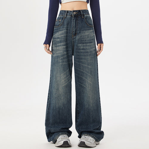 Damen Weite Jeans mit hohem Bund und moderner Waschung EB