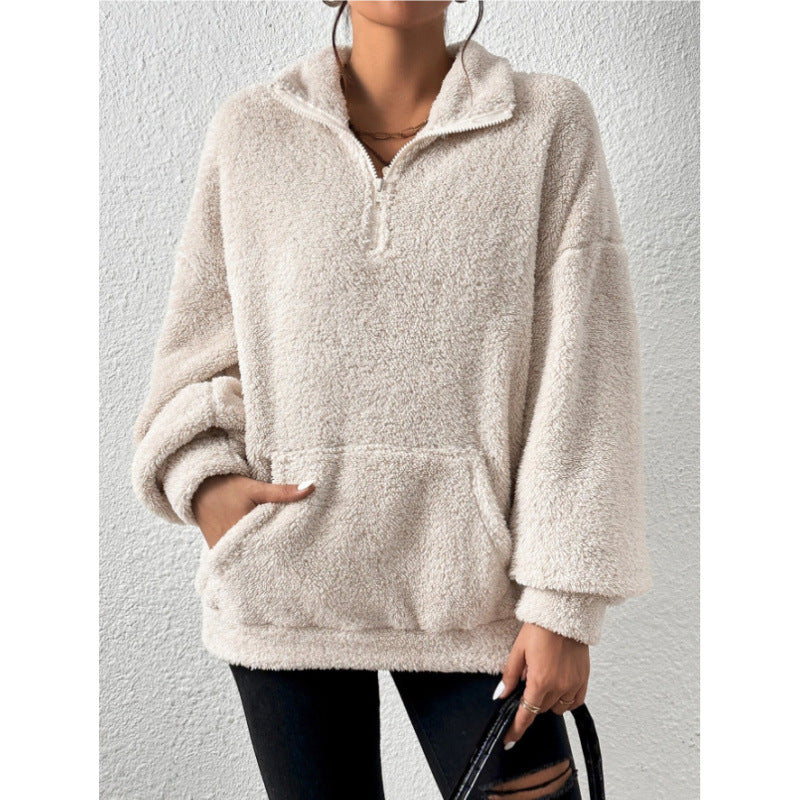 Damen Fleece-Pullover mit hohem Kragen EB