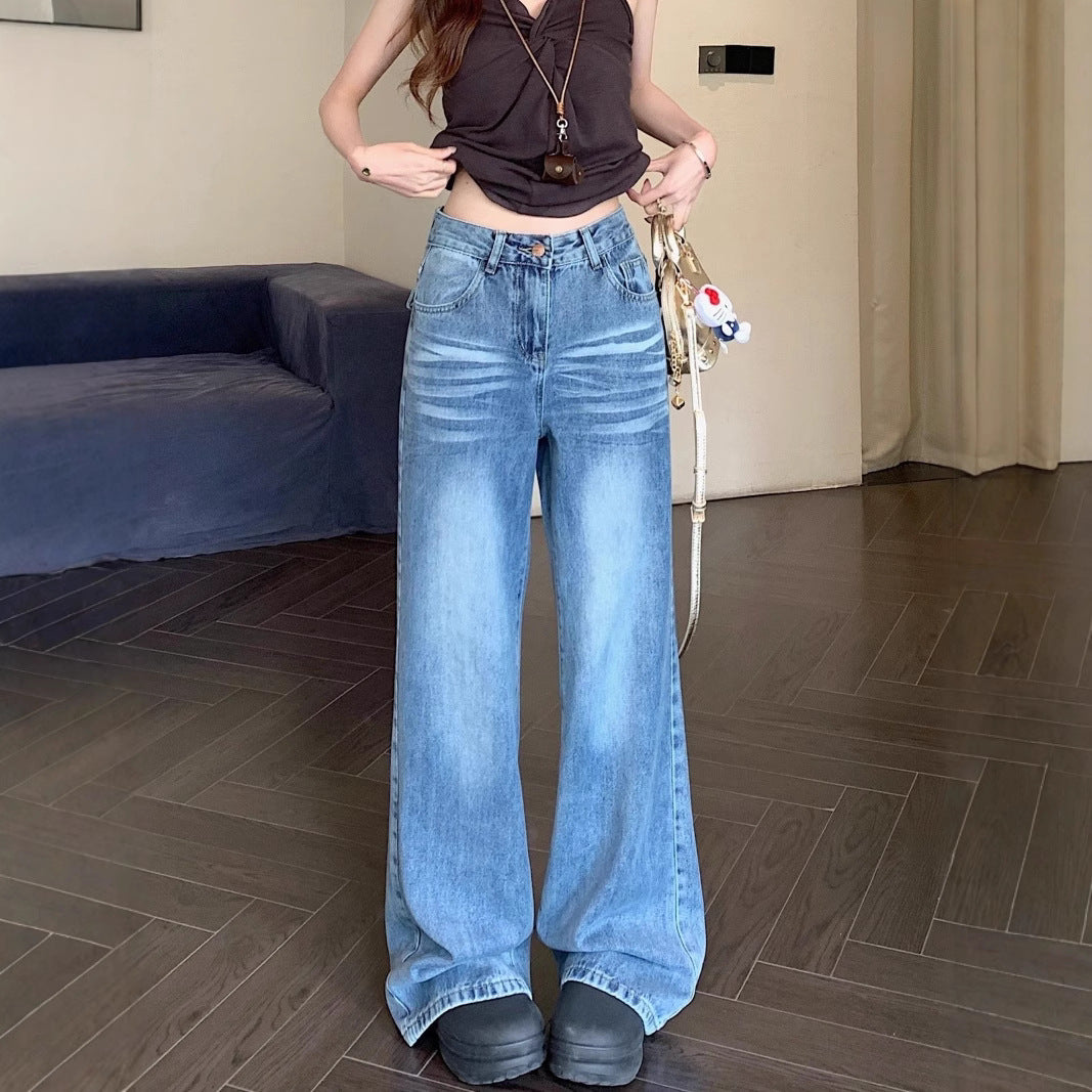 Damen Weitgeschnittene Denim-Hose mit modischem Vintage-Design EB