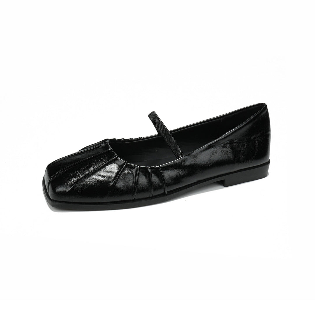 Damen Ballerina mit feinem Faltendesign und elastischem Riemen EB