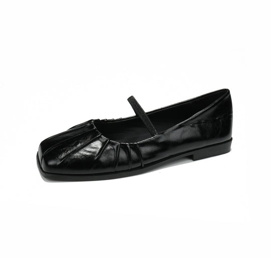 Damen Ballerina mit feinem Faltendesign und elastischem Riemen EB