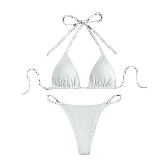 Damen Triangel-Bikini mit verstellbaren Bändern und rippierter Textur EB