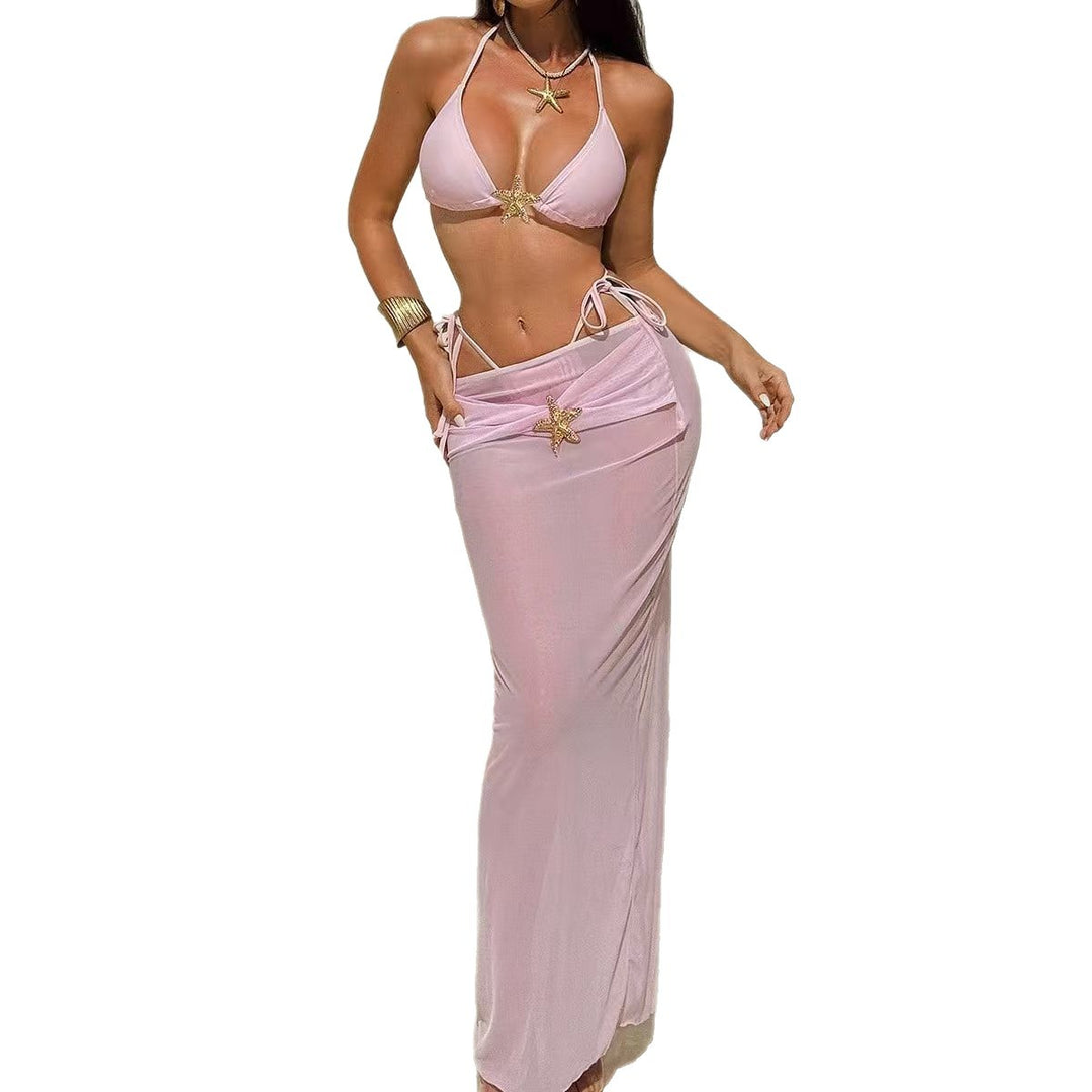 Damen Bikini-Set mit elegantem Skirt und glamourösem Stern-Detail EB