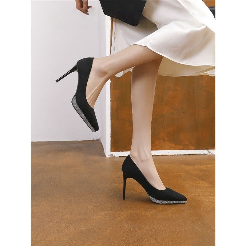 Damen elegante spitze High Heel Pumps mit goldenen Akzenten EB