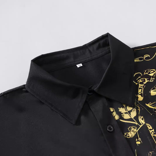 Herren Langarmhemd mit floralem Design EB