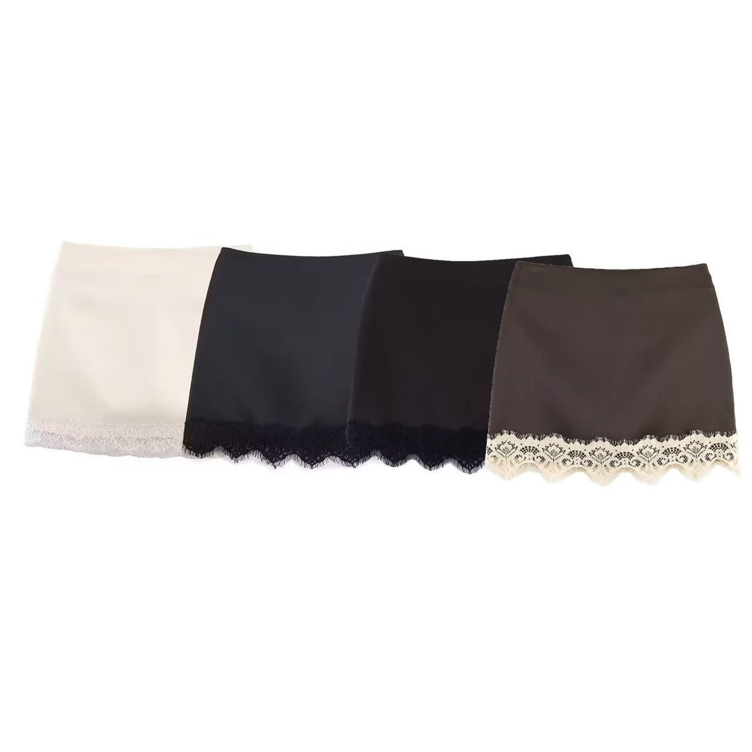 Damen eleganter Rock mit Spitzenbesatz EB