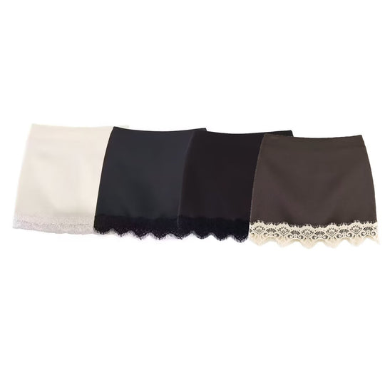 Damen eleganter Rock mit Spitzenbesatz EB