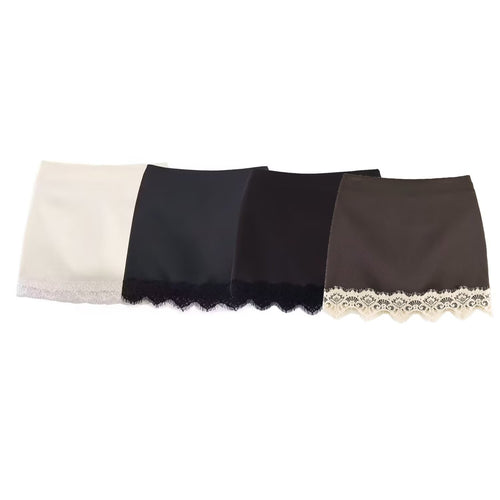 Damen eleganter Rock mit Spitzenbesatz EB