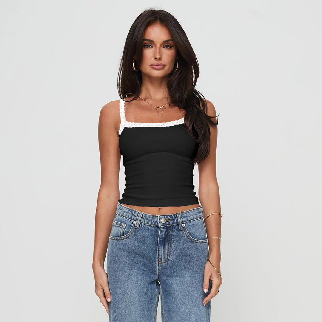 Damen Top mit Spitzenakzenten EB