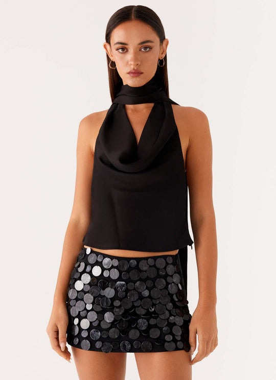 Damen elegantes Top mit tiefem V-Ausschnitt und asymmetrischem Rockdesign EB
