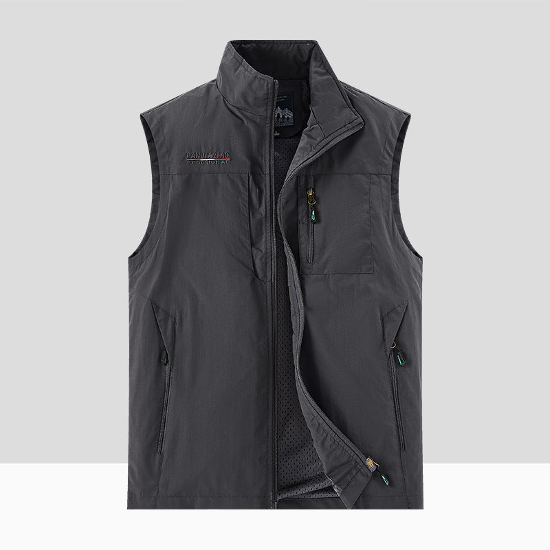 Herren Leichte Atmungsaktive Outdoor-Softshellweste mit Mesh-Innenfutter und Mehrfach-Reißverschlusstaschen EB