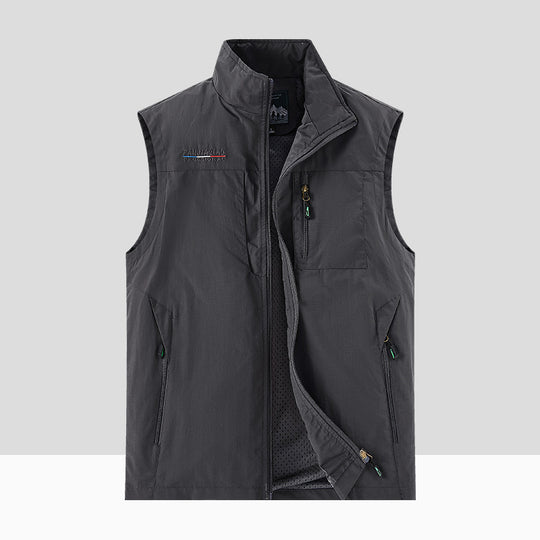 Herren Leichte Atmungsaktive Outdoor-Softshellweste mit Mesh-Innenfutter und Mehrfach-Reißverschlusstaschen EB