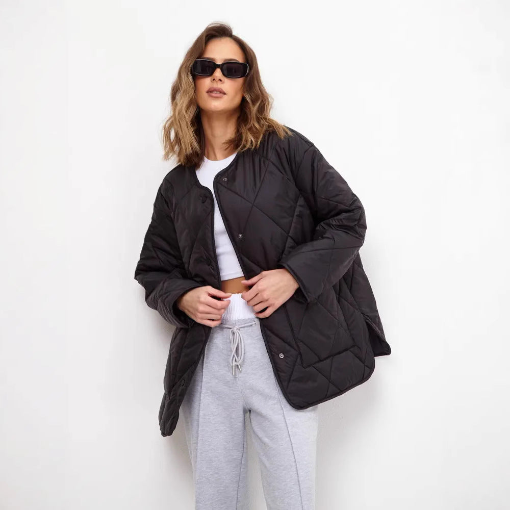 Damen gesteppte Freizeitjacke mit hoch geschlossenem Kragen und modischem Schnitt EB