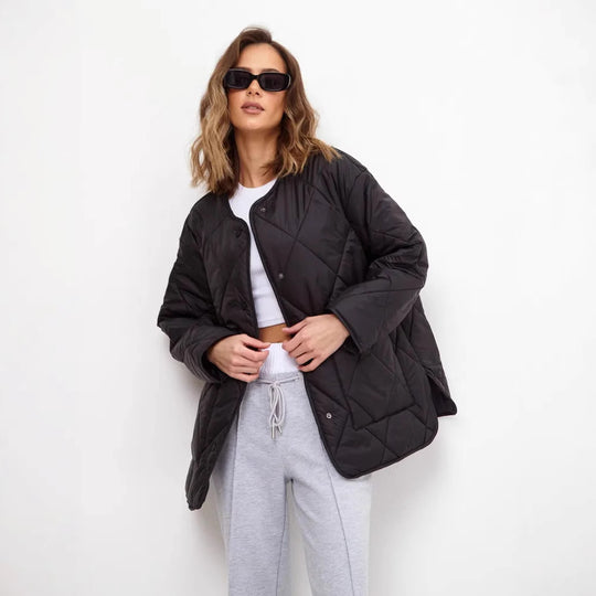 Damen gesteppte Freizeitjacke mit hoch geschlossenem Kragen und modischem Schnitt EB