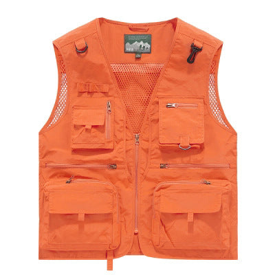 Herren Multifunktionale Outdoor-Utilityweste mit zahlreichen Reißverschlusstaschen, D-Ring und Karabiner EB