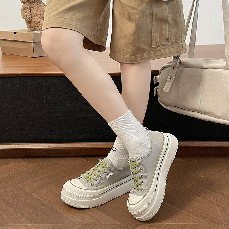 Damen Komfortable Sneaker mit dicker Plateau-Sohle und atmungsaktivem Obermaterial EB
