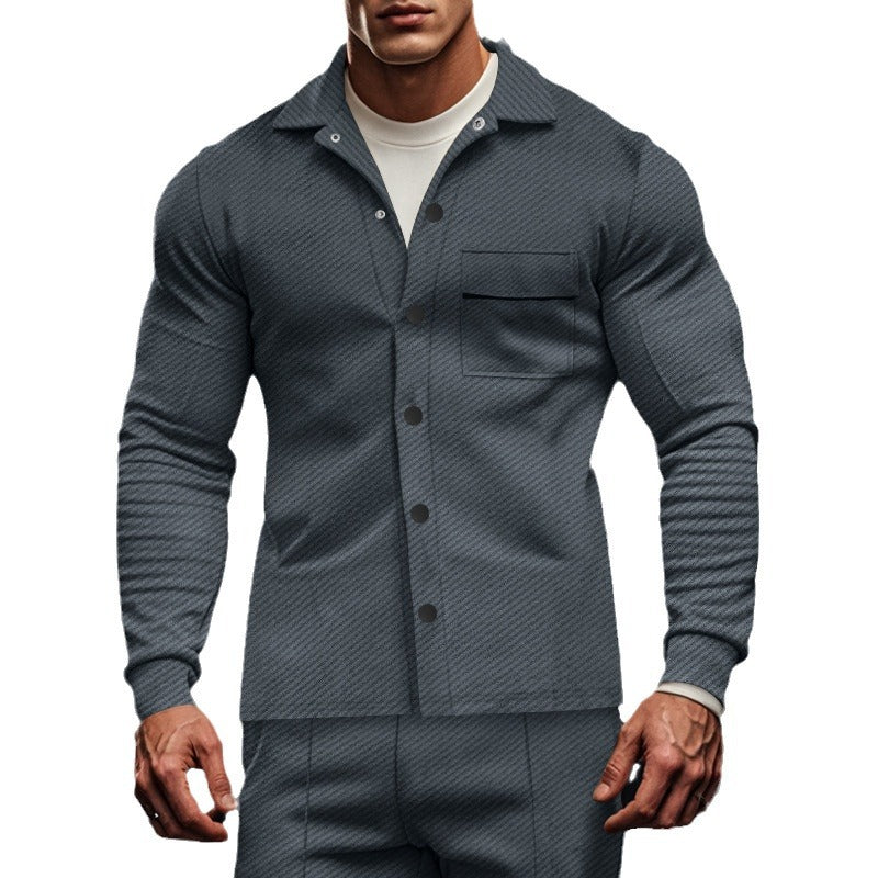 Herren modische Freizeitjacke mit leicht strukturiertem Stoff und praktischer Brusttasche EB