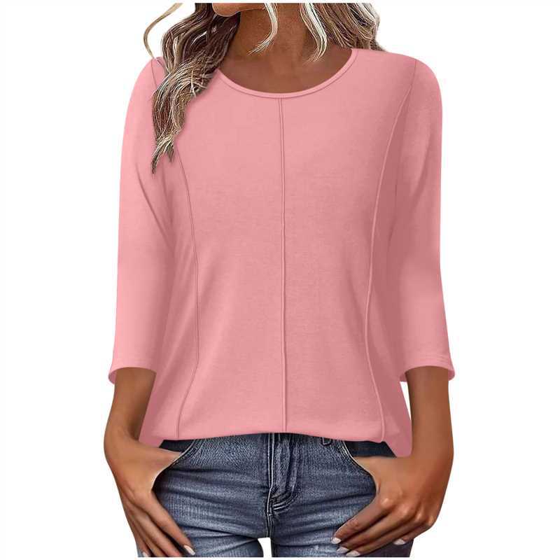 Damen nan lässiges Shirt mit dreiviertelärmeln und dekorativer Mittelnaht EB