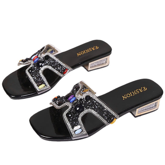 Damen Glamouröse Slipper mit funkelndem Dekor und bequemer Sohle EB