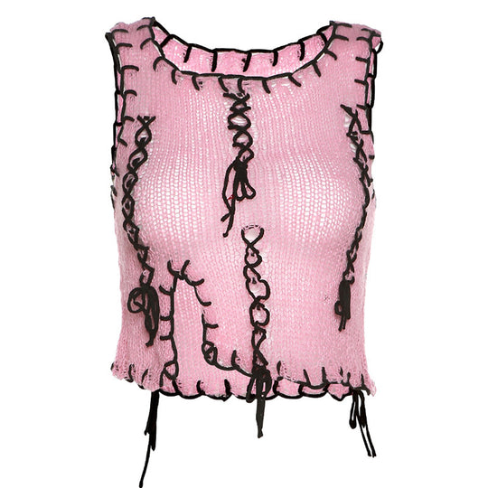 Damen luftiger Strickpulli mit dekorativen Nähten EB