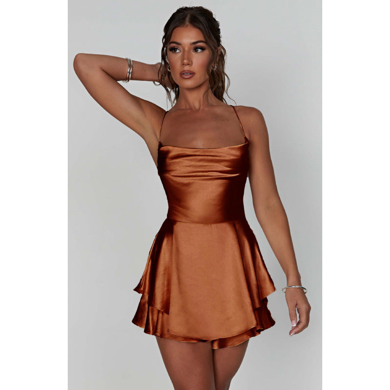 Damen-Minikleid mit sexy Schnitt, fließendem Rock, EB