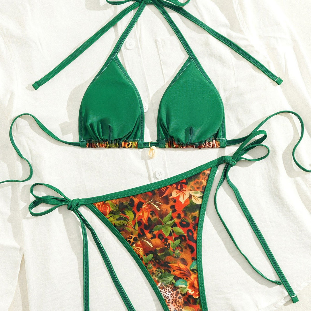 Damen Triangel-Bikini mit floralen Mustern EB