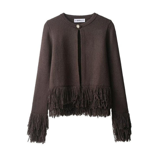 Damen Fransen Strickjacke mit exklusive Verarbeitung EB