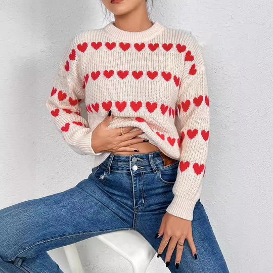 Damen Pullover mit Herzmotiv in lässiger Passform EB