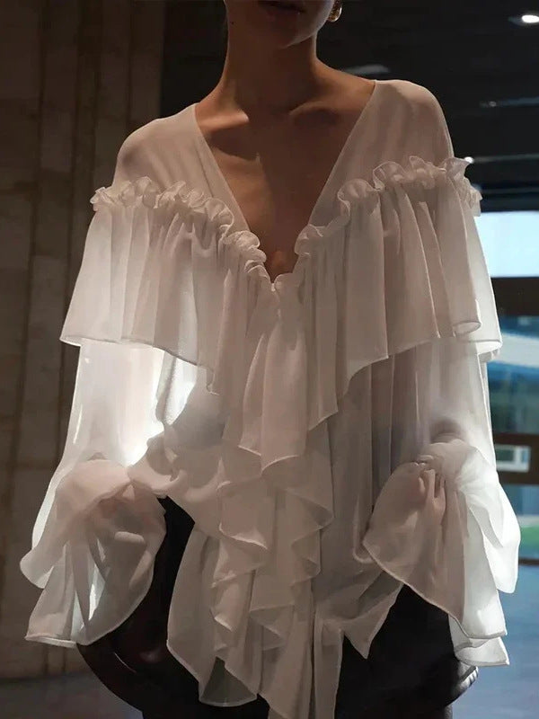 Damen Bluse mit Volants EB