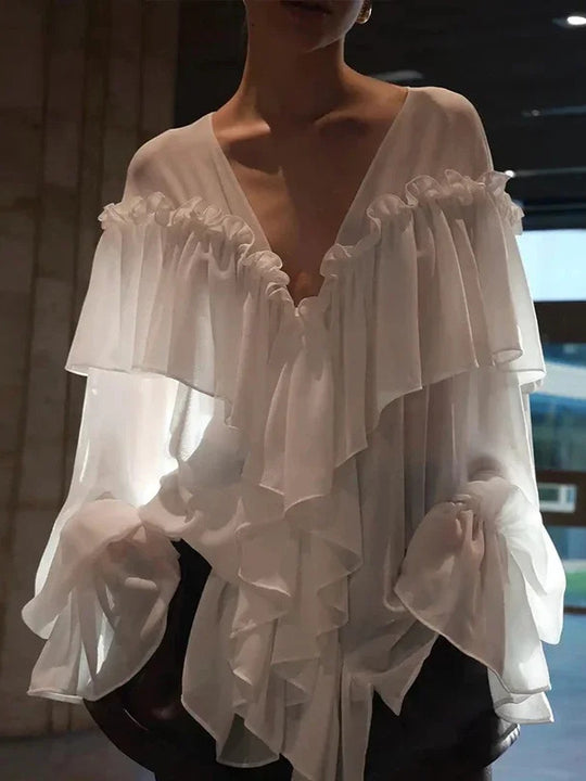 Damen Bluse mit Volants EB