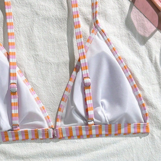 Damen Triangel-Bikini-Set mit floralem Muster und verspieltem Design EB